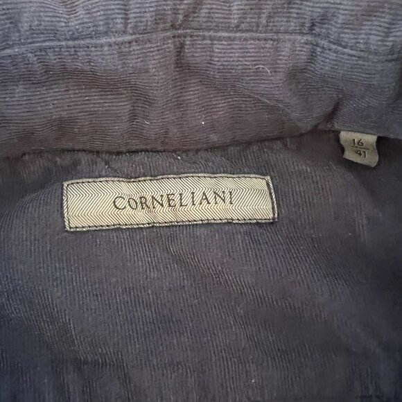 Corneliani Navy Blue Corduroy Button-Up Shirt - Men's 16/41 Medium - Picture 3 of 6